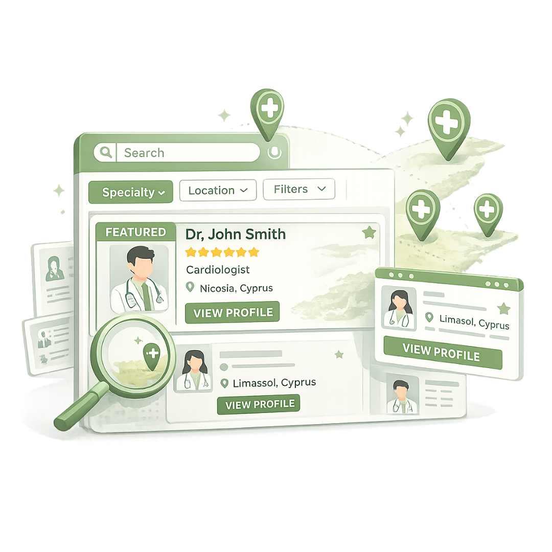 Doctor managing a professional healthcare website designed to help doctors and clinics attract patients online in Cyprus.
