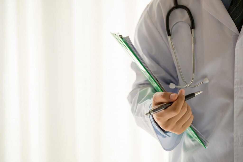 Doctor wearing a white coat