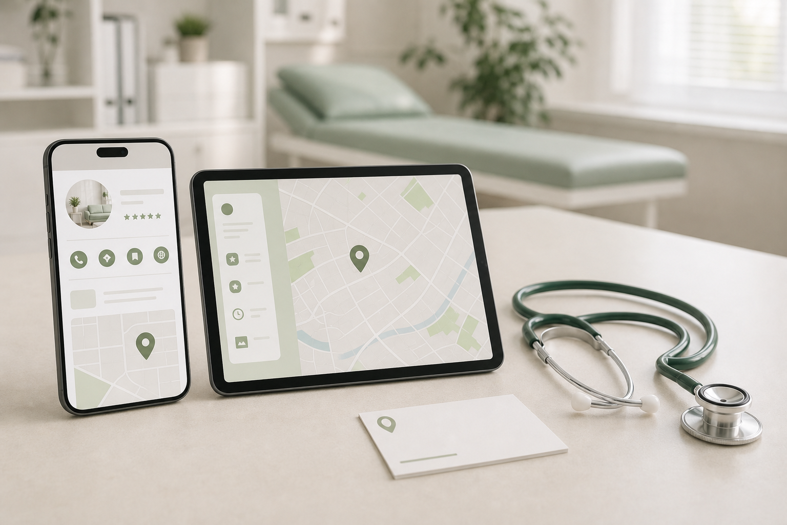 Doctor managing a Google Business Profile and local search visibility in Cyprus